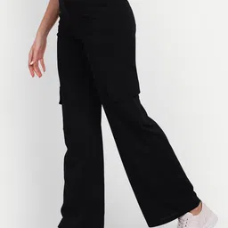 next one Women Loose Fit Black Lycra Blend Trousers-picture-25