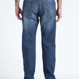 Flying Machine Men Blue Bootcut Mildly Distressed Light Fade Stretchable Jeans image 5