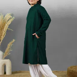 YK Boys Embroidered Regular Chikankari Kurta with Pyjamas image 4