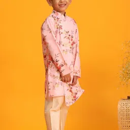 VASTRAMAY Boys Floral Printed Mandarin Collar Kurta With Pyjamas image 4