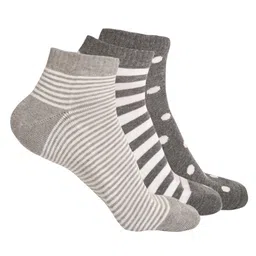 MUTAQINOTI Men Pack Of 3 Grey Striped Ankle-Length Antimicrobial Socks image 4