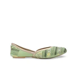 Jove Women Green Printed Ethnic Mules Flats image 4