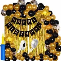 Solid Happy Birthday Decoration Kit Combo - 61pcs Birthday Balloon-image-0