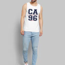 Juxar Printed Round Neck Cotton Gym Vest JXR-120SAN-WH-XS image 2