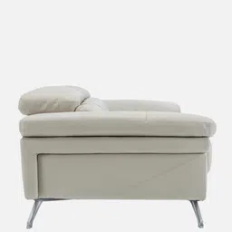 durian Philly Leather 1 Seater Sofas in Mushroom Beige Colour with Adjustable Headrest image 5