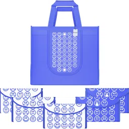 homestic Pack of 6 Smile Foldable Unisex Shopping Bags | Dark Blue & White Blue-picture-17