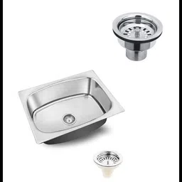 rakrish 16 × 18 × 8 kitchen sink Matte Finish 1.0 mm 302 grade with strainer 16 × 18 × 8 kitchen sink Matte Finish 1.0 mm 302 grade with strainer Vessel Sink-picture-14