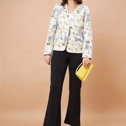 Gipsy Floral Printed Shawl Collar Tailored Fit Single-Breasted Blazer image 4