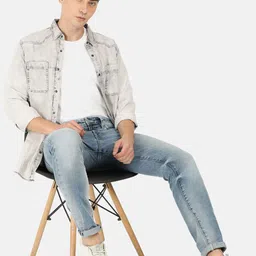 EVERBLUE Men Solid Stretchable Tapered Slim Fit Heavy Fade Mid-Rise Jeans image 5