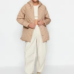 Trendyol Self Design Hooded Overcoat image 2