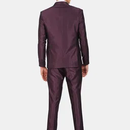 AD By Arvind Men Maroon Tailored-Fit Single-Breasted Formal 2 Piece Suits image 2