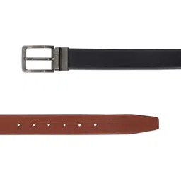 THe VerTicaL Men Textured Genuine Leather Reversible Formal Belt image 2