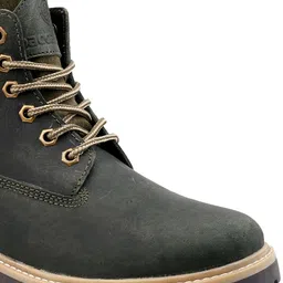 bacca bucci Men Textured Block-Heeled Leather Hiking Boots image 5