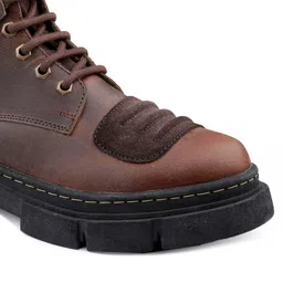 bacca bucci Men High Top Pull Up Leather Hiking Boots With Lug Sole image 2