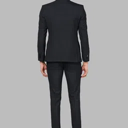 Park Avenue Men Navy Blue Checked Super Slim Fit 2 Piece Party Suit image 4