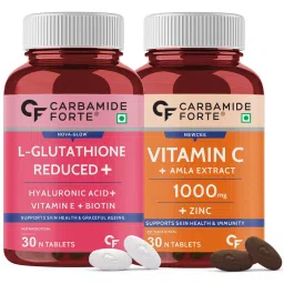 Carbamide Forte Japanese Reduced L Glutathione 500mg Tablets with Vitamin C from Amla Extract | Combo Pack for Skin Health , 30 Veg Tablets Each-image-40