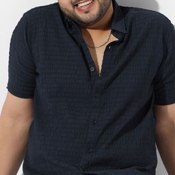 Instafab Plus Plus Size Self Design Spread Collar Casual Shirt-picture-23