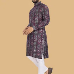 BAESD Geometric Dyed Mandarin Collar Straight Kurta image 3