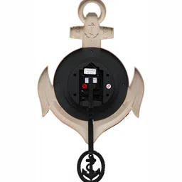 Attractionz Beige & White Textured Contemporary Round Shaped Pendulum Wall Clock image 2