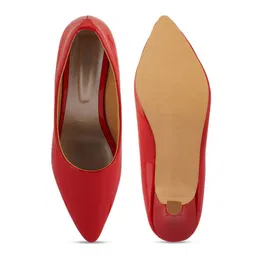 Walkfree Red Embellished Kitten Pumps image 4