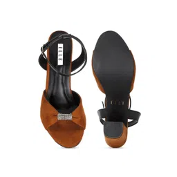 ELLE Women Camel Brown Embellished Block Heels image 2