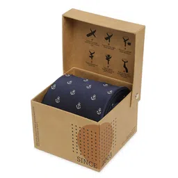 Tossido Men Blue & White Woven Design Microfiber Broad Tie image 2