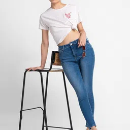 SPYKAR Women Blue Slim Fit Light Fade Jeans image 2