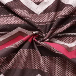 Arrabi Brown & Red Geometric 300 TC Single Bedsheet with 1 Pillow Covers image 5