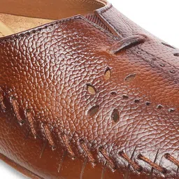 Mochi Women Tan Mules with Laser Cuts Flats image 5