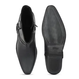 Delize Men Black Leather Flat Boots image 3