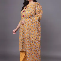 Tissu Plus Size Ethnic Motif Printed Pure Cotton Straight Kurta With Palazzos & Dupatta image 5