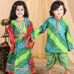 kidcetra Boys Bandhani Printed Pure Cotton Kurta With Dhoti Pants image 5