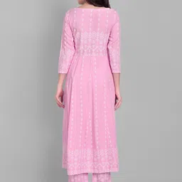 SINGNI Women Pink Ethnic Motifs Embroidered Mirror Work Kurta with Trousers & With Dupatta image 5