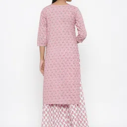 MIRAVAN Floral Printed Pure Cotton Kurta With Palazzos image 5