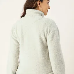 lill Blue Fur & Polyester Collared Neck with Front Zipper Closure & Beggy Sleeves Pocket Winter Sweatshirt for Women(7L_-SWSHRT-383) image 4