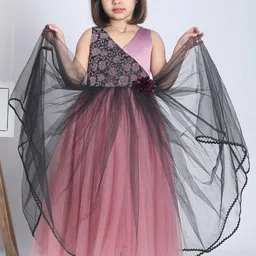 Toy Balloon kids Girls Floral Printed Net Fit and Flare Maxi Dress image 5