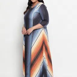Amydus Women Plus Size Brown Striped Maxi Dress image 5