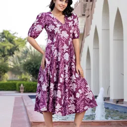 KALINI Floral Printed Fit & Flare Midi Dress image 4