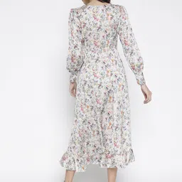 La Intimo Floral Print Puff Sleeve Satin Midi Dress image 5