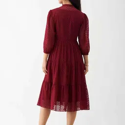 SIDYAL Chevron Pattern Georgette Fit & Flare Midi Dress image 3