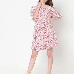 Vero Moda Floral Print Bishop Sleeve A-Line Mini Dress image 5