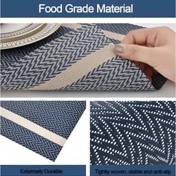 Wosta Blue 7 Pieces Textured Rectangular Table Placemats With Runner image 5