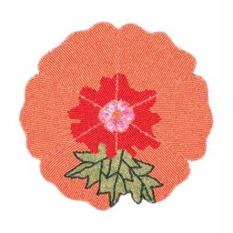 YWULY Red & Orange- Colored  Round Floral Beaded Table Placemats image 4