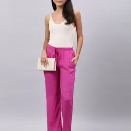 Souchii Women Mauve Solid Liva Palazzos image 2