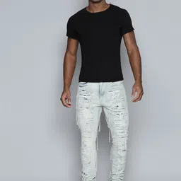 WAIMEA Men Mid Rise Hollywood Bootcut Highly Distressed Heavy Fade Stretchable Jeans image 2