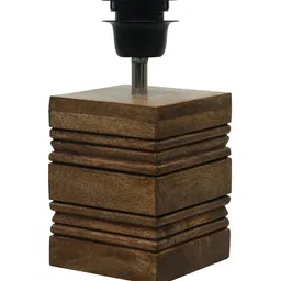 Homesake Green & Brown Printed Shade With Ribbed Wooden Base Table Lamp image 5