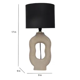 TU CASA Beige & Black Wooden Cylindrical Shaped Table Lamp image 5