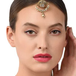 Zaveri Pearls Set of 4 Gold-Plated Stone Studded Maang Tikkas image 5