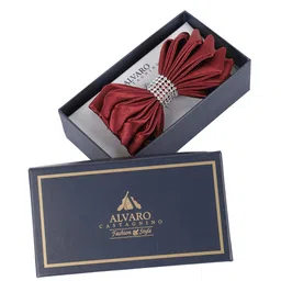 Alvaro Castagnino Men Maroon & Silver-Toned Solid Bow Tie image 2