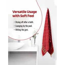 Kuber Industries Red & Blue 2 Pieces Printed Cotton 150 GSM Bath Towels image 5